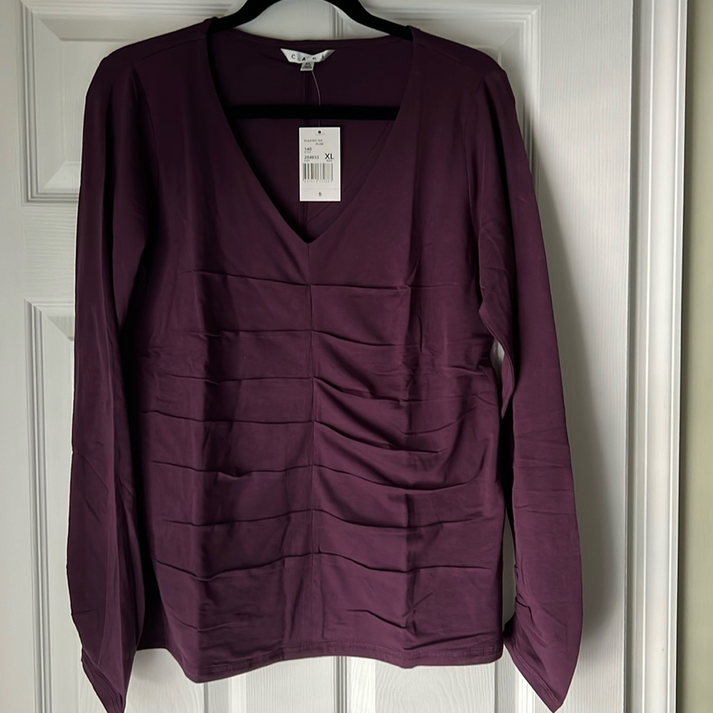 Cabi pleated long sleeve shirt
